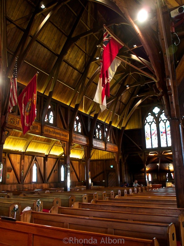 Natural timber interior of Old St Paul Cathedral in Wellington New Zealand