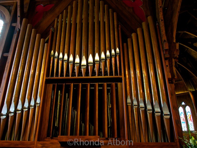 Organ inside Old St Paul Cathedral in Wellington New Zealand