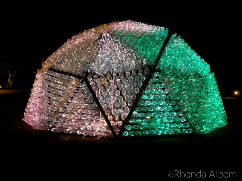 Beacon sculpture in the Bruce Munro Sonoran Light at the Desert Botanical Garden in Phoenix Arizona