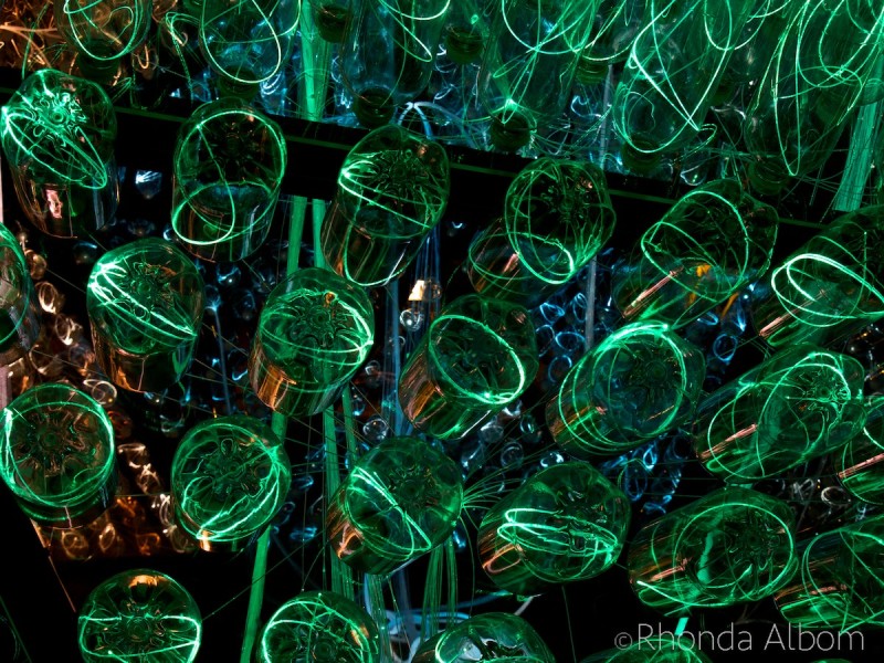 Closer look at Beacon sculpture in the Bruce Munro Sonoran Light at the Desert Botanical Garden in Phoenix Arizona