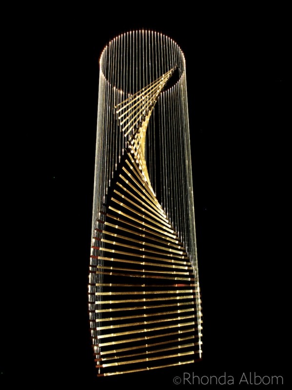 Hanging sculpture at the Sonoran Light exhibit at the Desert Botanical Garden in Phoenix
