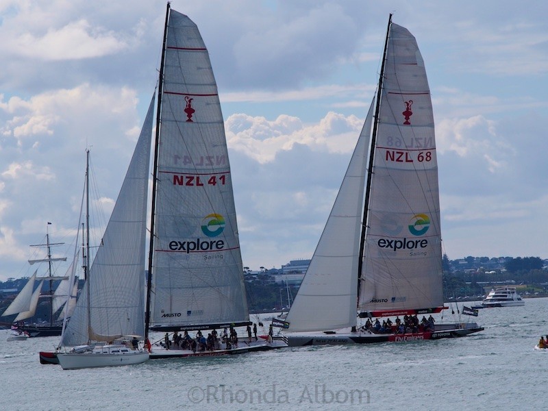 Yachting in New Zealand - Princess Kate racing against Prince William race against each other on former America's Cup boats.