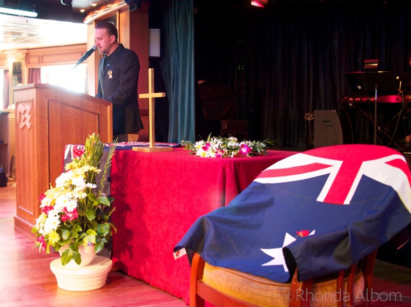 ANZAC Day service on the Island Princess cruise ship