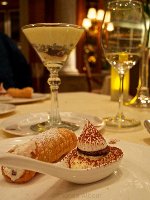Avoid Cruise Weight Gain: Indulging Onboard without Worry! 9 The antipasto above was followed by hot appetizers, pasta, a lobster tail dinner, and then these three desserts. Now I understand why people pay extra for specialty restaurants. The handmade attention to every detail, and delicate flavors, makes this meal worth the extra money.