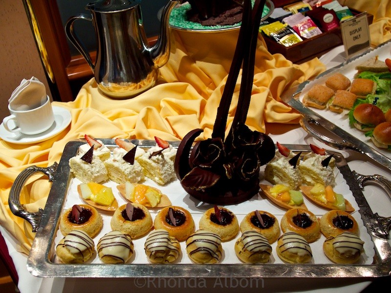 Avoid Cruise Weight Gain: Indulging Onboard without Worry! 3 The tray of sweets that are served at afternoon tea on Princess makes cruise weight gain seem inevitiable