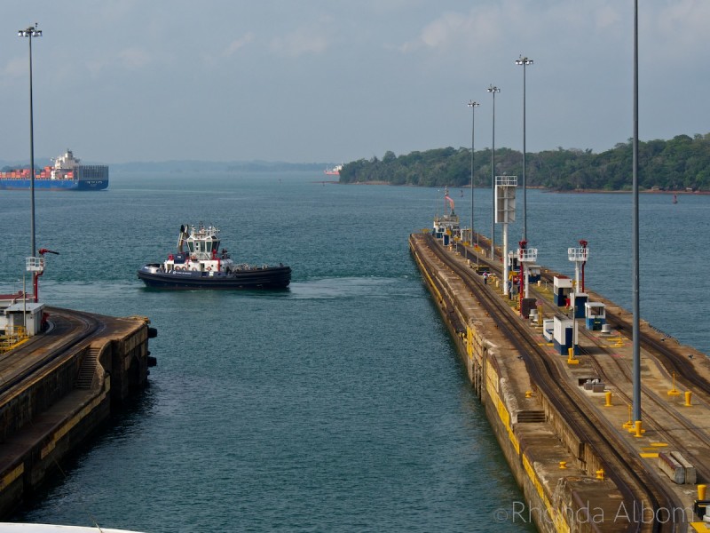 Coming out of the Gatun Locks and entering Gatun Lake