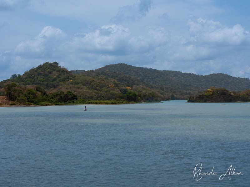 Sailing on Gatun Lake as we cross the Panama Canal on the Island Princess