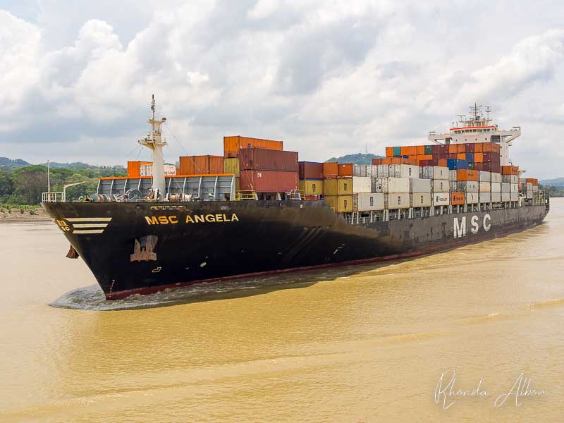 Container ship on Gatun Lake