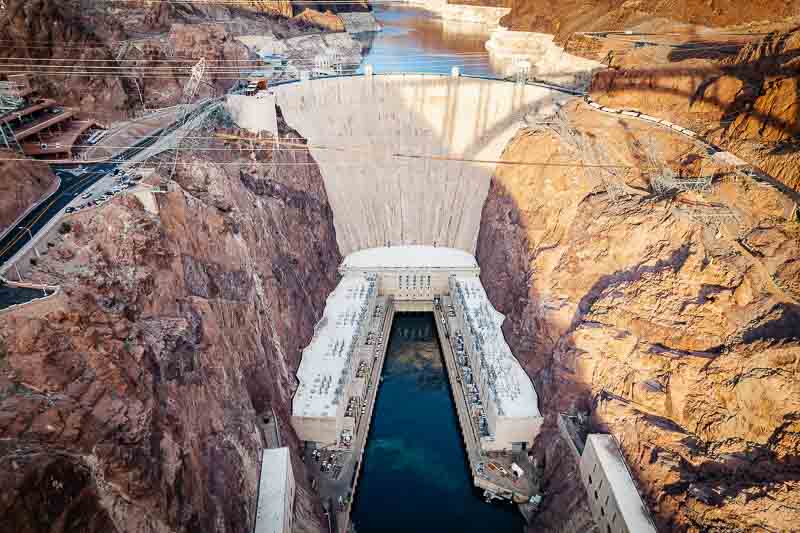 Hoover Dam at Lake Mead on the border of Nevada and Arizona in southwestern United States