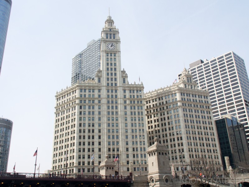 The Wrigley Building as seen from the Chicago Architecture Foundation (CAF) River Cruise aboard Chicago’s First Lady Cruises