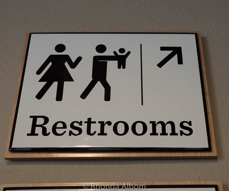 Funny restroom sign at Pike Place Market in Seattle
