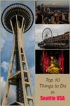 A recommended itinerary for a weekend in Seattle Washington including the space needle, several museums, restaurants and a giant wheel.