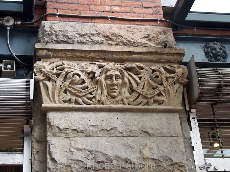To ward off evil spirits there are similar carvings all around Gastown in Vancouver