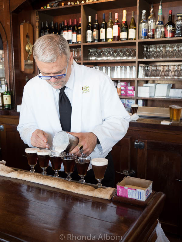 Making an Irish Coffee at Buena Vista Cafe in San Francisco - This is step 5.