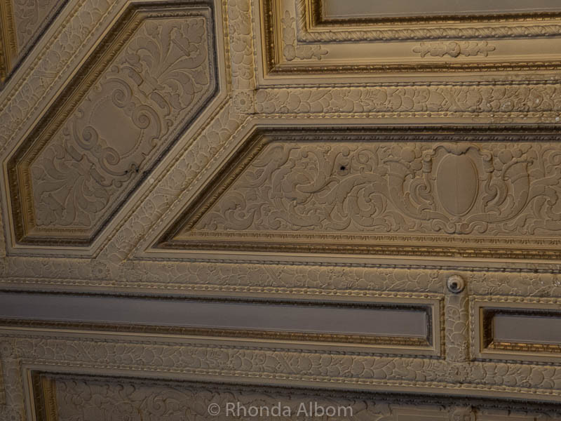 Hidden SF - Prohibition Secrets Remain in this San Francisco Hotel 8 Bullet holes in the ceiling at the Sir Francis Drake Hotel in California
