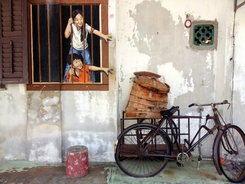 Intriguing Street Art of Asia by Top Travel Bloggers 3 DimSumKids Street Art in Penang Malaysia