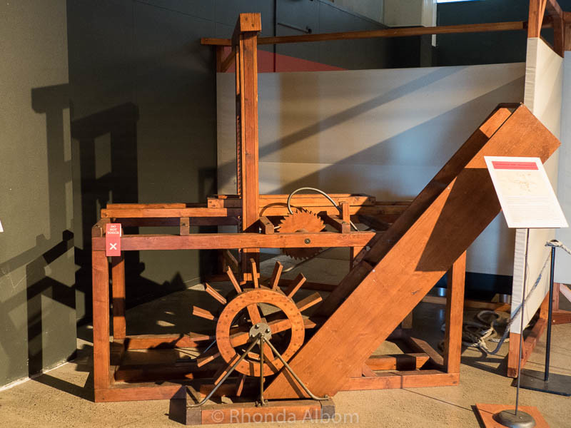 Impressive da Vinci Machines: Visiting Exhibit Seen at MOTAT in Auckland 2 Hydraulic saw invented by Leonardo da Vinci