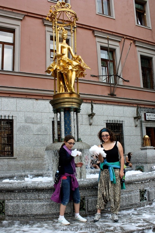 Statue of Princess Tourandot in front of Vakhtangova Theatre on Arbat Street in Moscow Russia