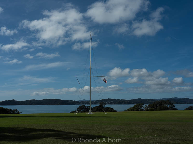 The flagstaff marking the spot where the treaty of Waitangi was signed in New Zealand