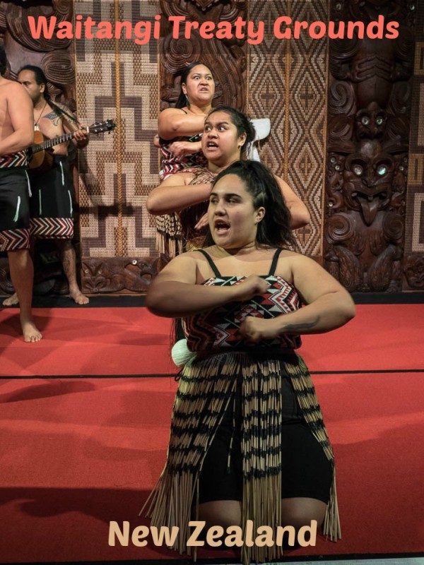 Maori cultural performance at the Waitangi Treaty Grounds in New Zealand.