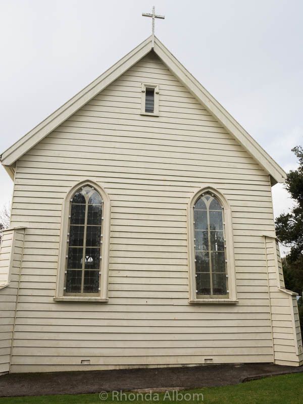 There are several musket holes in the side of Christ Church, New Zealand's Oldest Church located in Russell