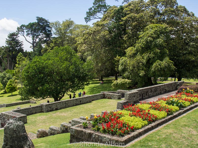 Garden outside Acacia Cottage in Cornwall Park, Auckland New Zealand