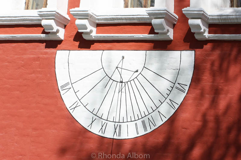 Sundial on the wall of Novodevichy Convent in Moscow Russia