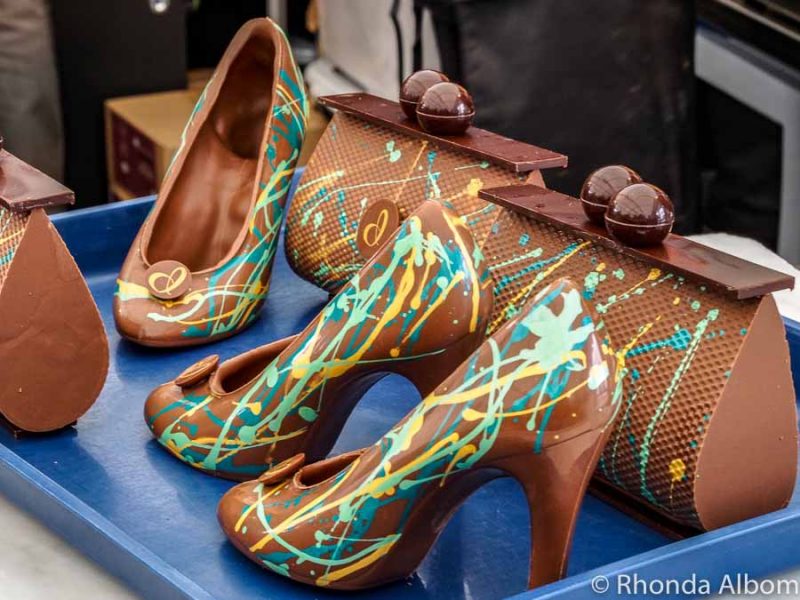Chocolate shoes at the Chocolate and Coffee show, Auckland New Zealand