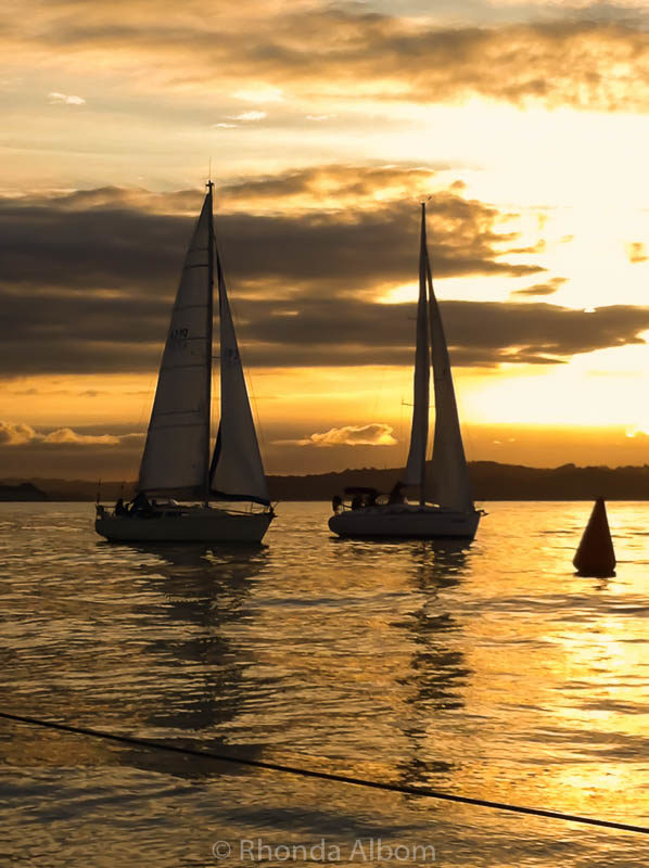 Sunset seen while racing on the Huraki Gulf in New Zealand