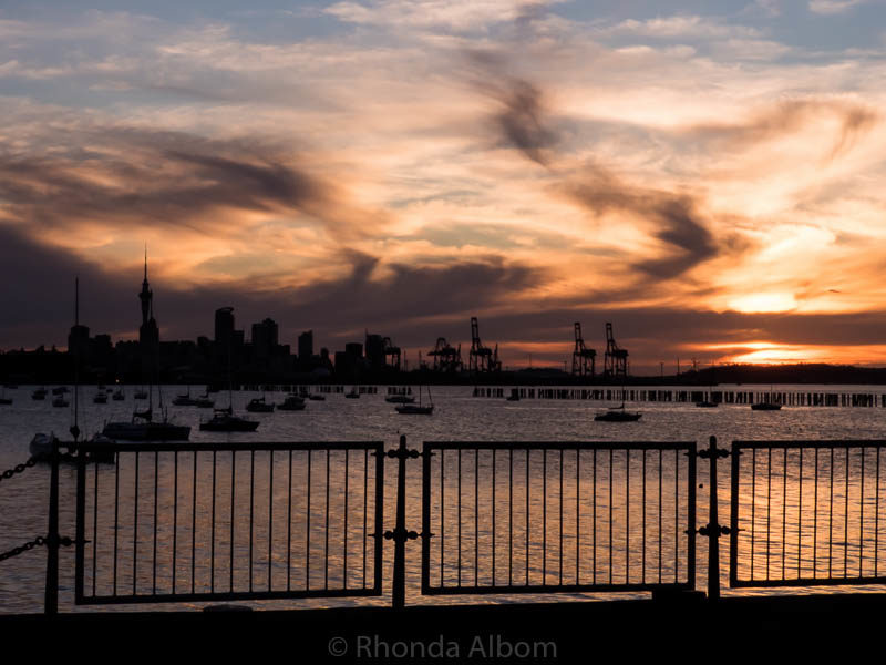 Sunset seen on the bridge into Mission Bay Auckland, New Zealand