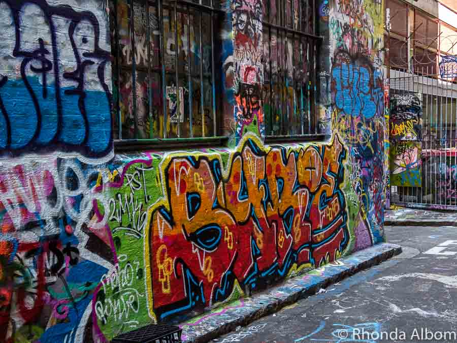 Street art graffiti on Rutledge Lane in Melbourne Australia