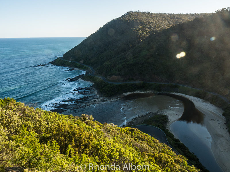 St. George River outlet seen from Teddys Lookout in Lorne, Australia