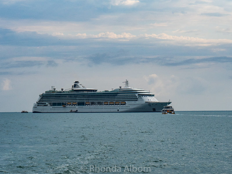 Radiance of the Seas seen from the tender on the way to Yorkey' Knob (Cairns), Australia
