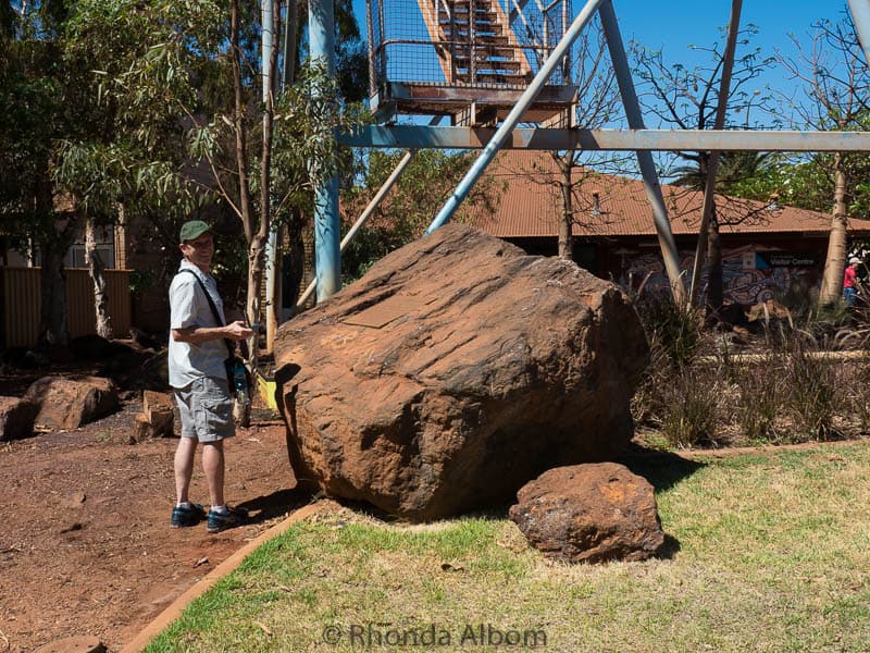 Iron Ore boulder on display in town in Port Hedlands, Australia