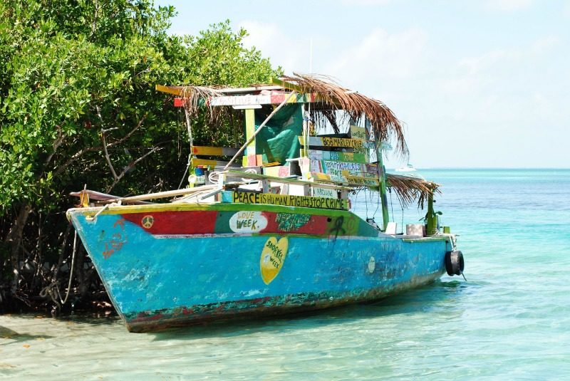 Colourful boat on Cay Caulker in Central America