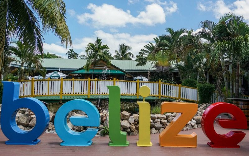 Colourful big letters spell out Belize.