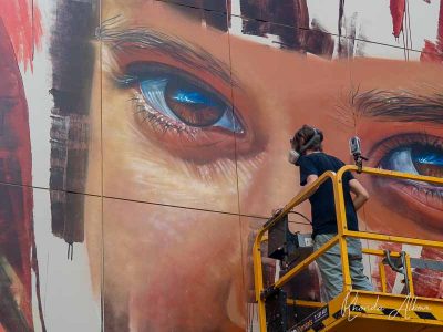 The mural being created by artist Matt Adnate is among my favourite street art in Perth