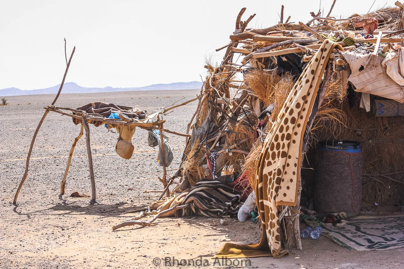 Nomadic structure in the Sahara desert in Morocco