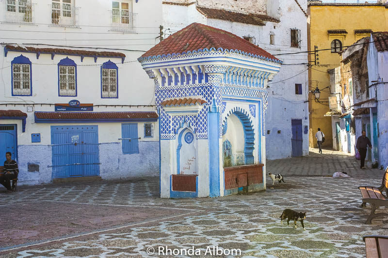 Main square in Chefchaouen, the Blue City in Morocco.