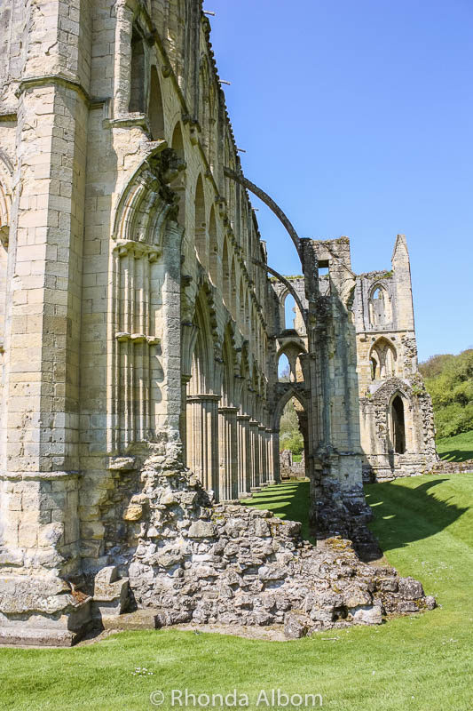 The Picturesque Ruins of Rievaulx Abbey in England's Countryside 3 Flying buttresses on ruins in the British Countryside