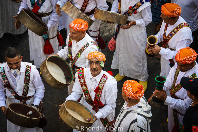 Moussem of Moulay Idriss II: A Colorful Festival in Fes Morocco 5 Drummer looking up at me during the parade in Fes Morocco