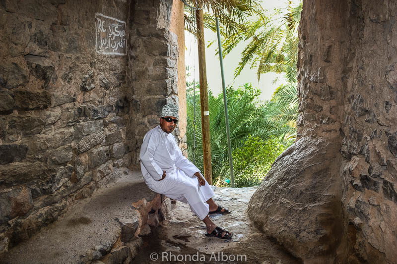 where the old men in the village gather in Misfat al Abriyeen, Oman