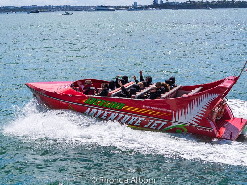 Auckland Jet Boat races along the waterfront