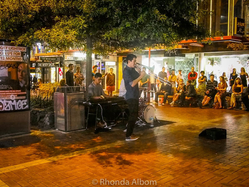 Wellington Activities: 37 Fun Things to Do in Wellington NZ 22 Street performers on Cuba Street at night in Wellington New Zealand