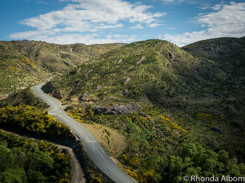 View from the Dunedin Railways Taieri Gorge Train traveling from Dunedin New Zealand
