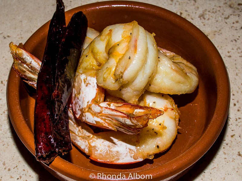 Chili gambas (shrimp) tapas at Bellota a unique Spanish Tapas restaurant in Auckland New Zealand