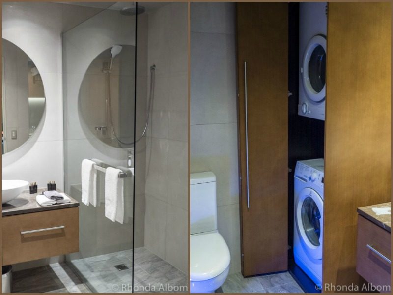 Distinction Hotel Dunedin Review: Sleeping in Luxury 2 Shower, washing machine and dryer in the Distinction Hotel Dunedin New Zealand