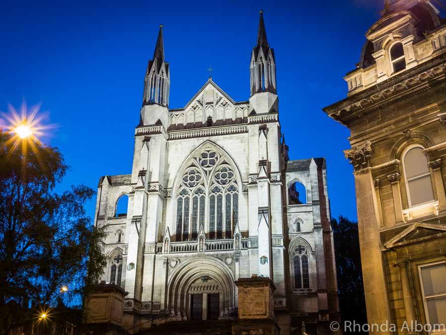 St. Pauls Cathedral at night in Dunedin New Zealand