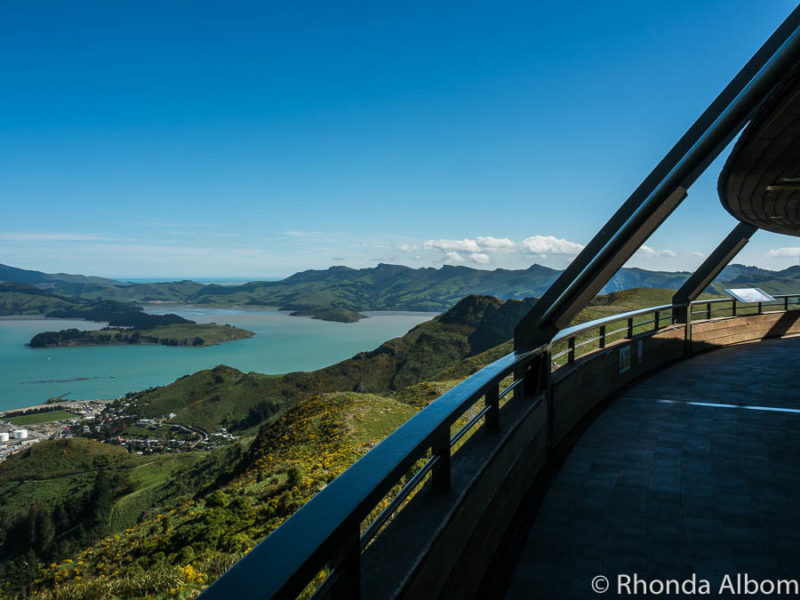 On a deck at the top of Mount Cavendish in New Zealand