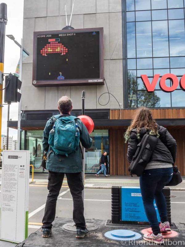 CO{DE}CREATE 2017 video game replica on street in Christchurch New Zealand